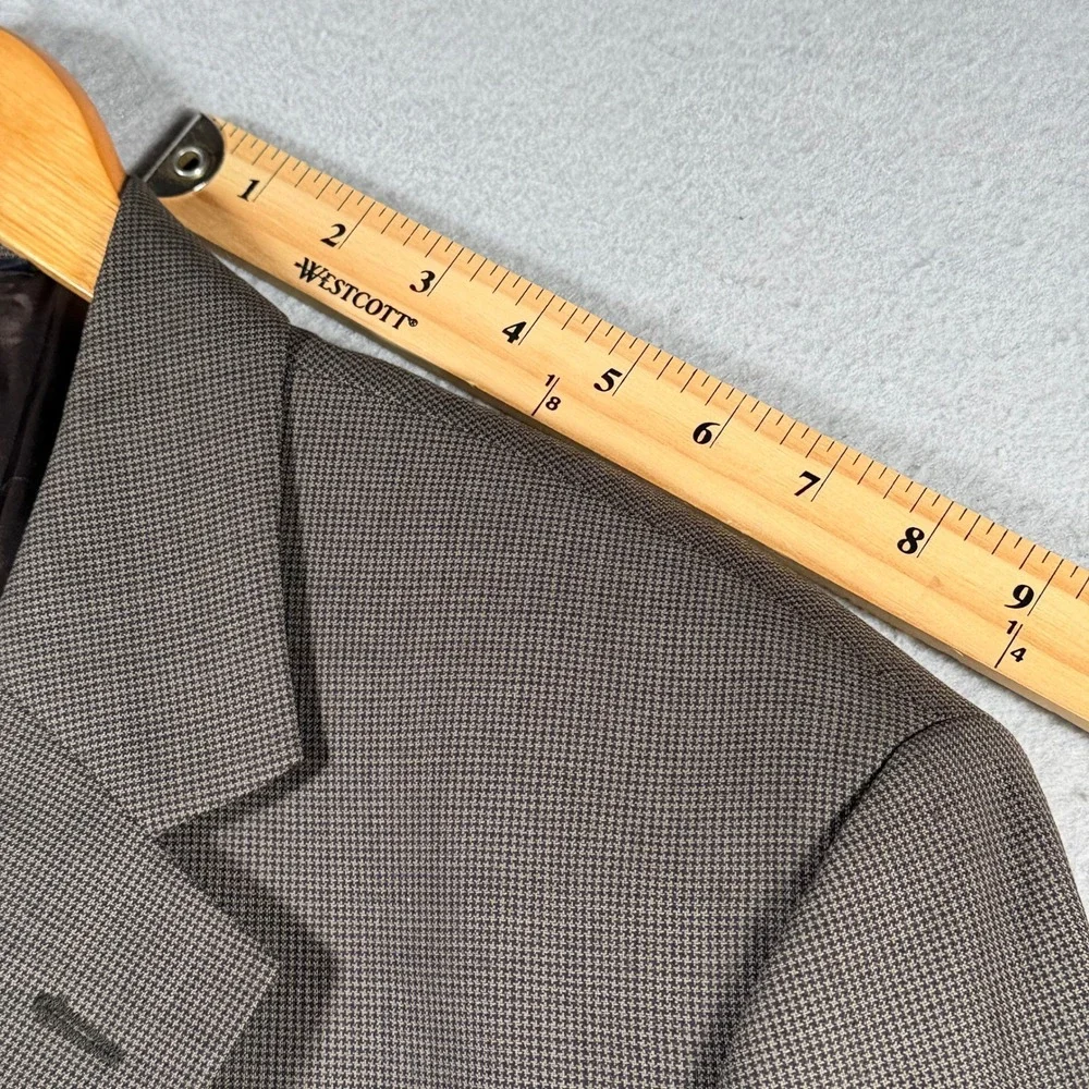 Brooks Brothers 346 Mens 48 LG Stretch Wool Blazer Brown Houndstooth‎ Sport Coat